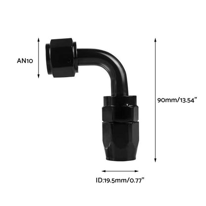 2x AN10 10 AN 90 Degree Swivel Fast Flow Oil Fuel Hose End Fitting Adaptor.
