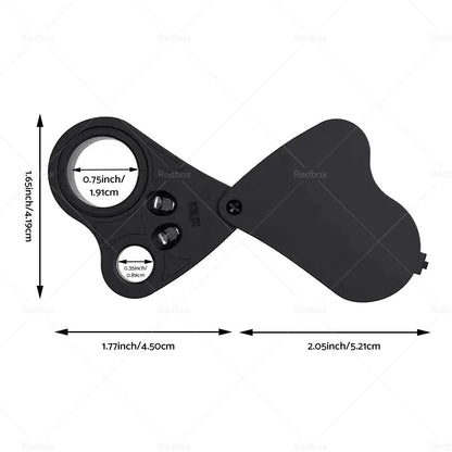 60x30mm Pocket Jeweller’s Eye Loupe Magnifier With LED Light Suitable For Jewelry