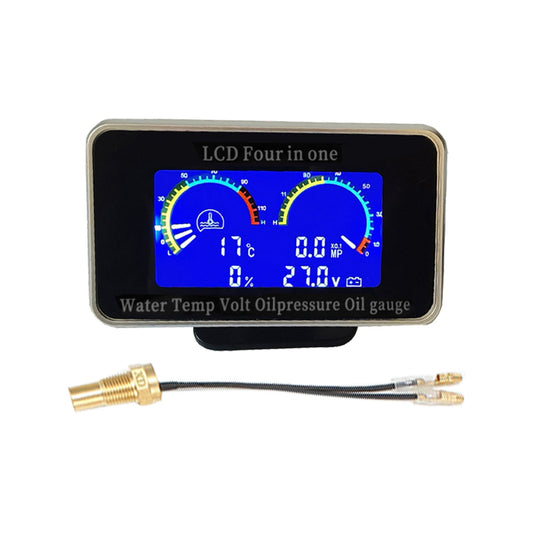 4-in-1 Car LCD Digital Gauge Suitable For Oil Pressure, Voltage, Water Temperature & Fuel