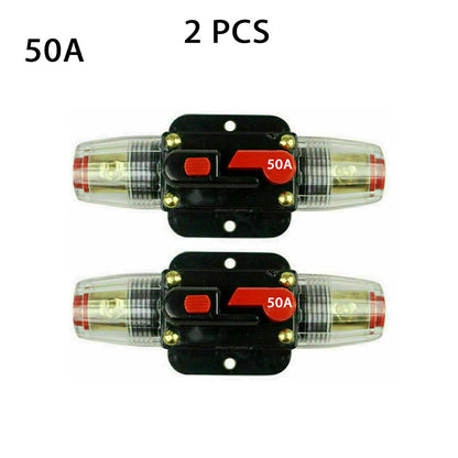 2 PCS AMP Circuit Breaker Dual Battery IP67 Waterproof 12V 24V Fuse Manual Reset.