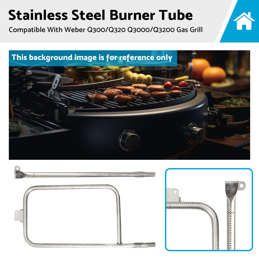 Stainless Steel Burner Tube - Suitable For Weber Q300 or Q320 Q3000 or Q3200 Gas Grill.