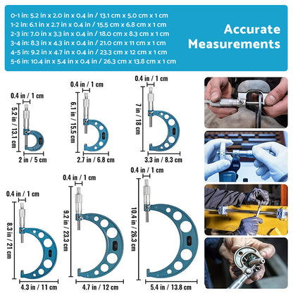 6x Precision Outside Micrometers 0-150mm Suitable For Machinist – Carbide 0.01mm