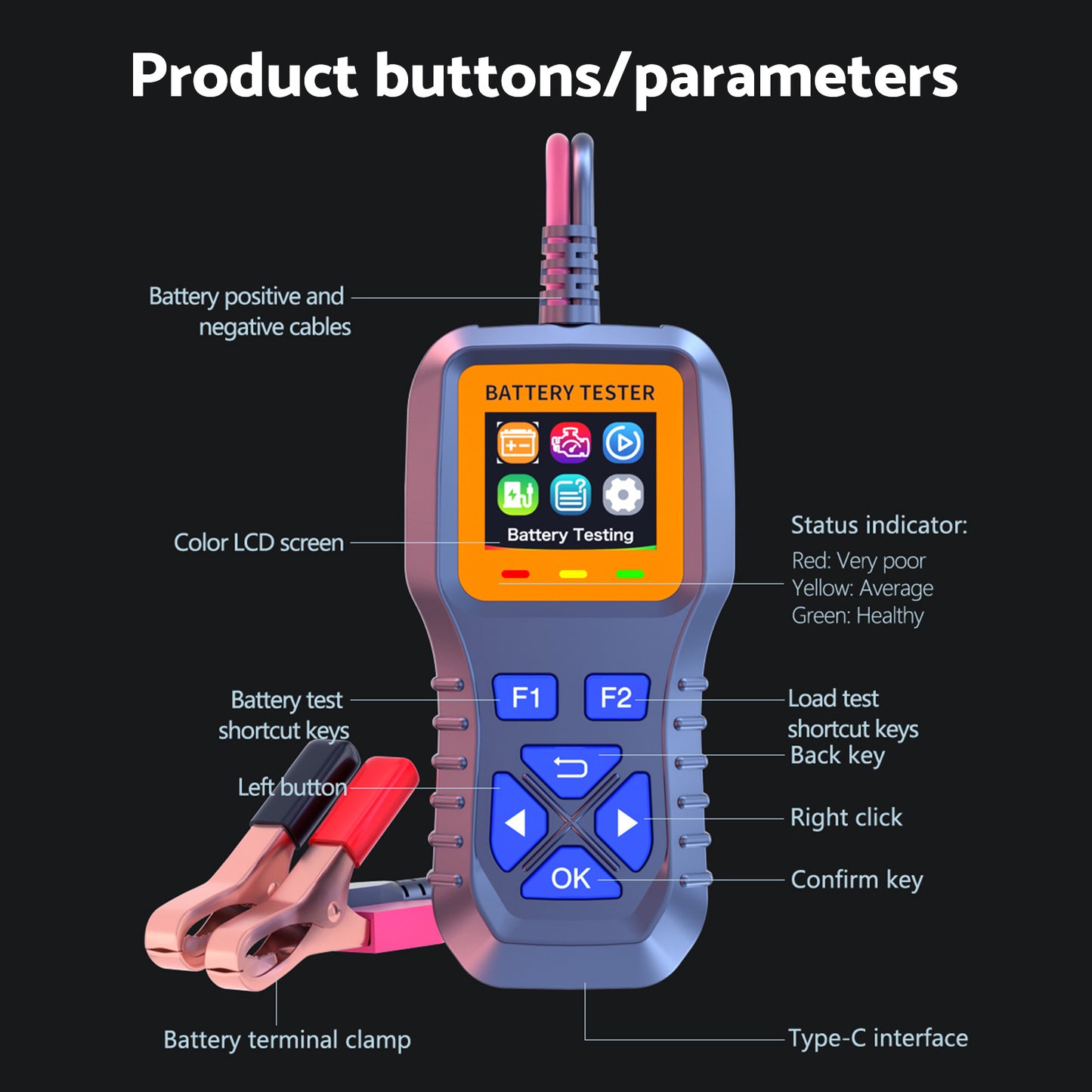 Battery Load Analyzer Tester Suitable for Car Truck 12V 24V 9V 3000CCA
