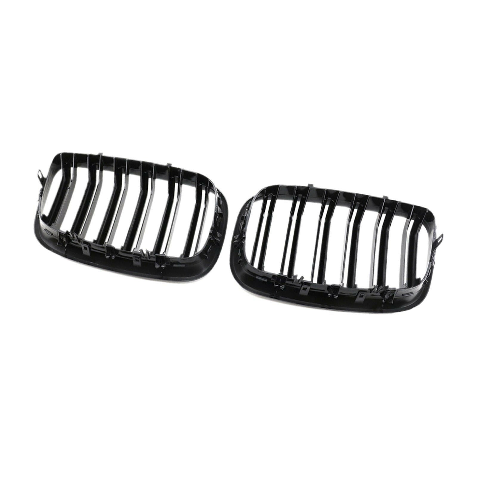 2x Front Grill Grille Gloss Black Suitable For BMW E70 X5 / E71 X6 2007-2013.