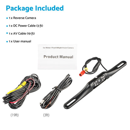 170 Angle Car Rear View Reversing HD Camera Back Up Parking Number Plate Night Vision.