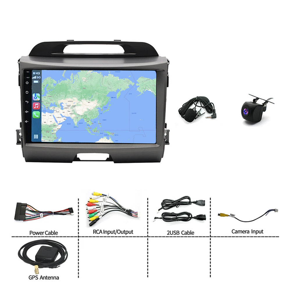 9 inch Wireless CarPlay Android 14 GPS Head Unit Suitable for Kia Sportage.