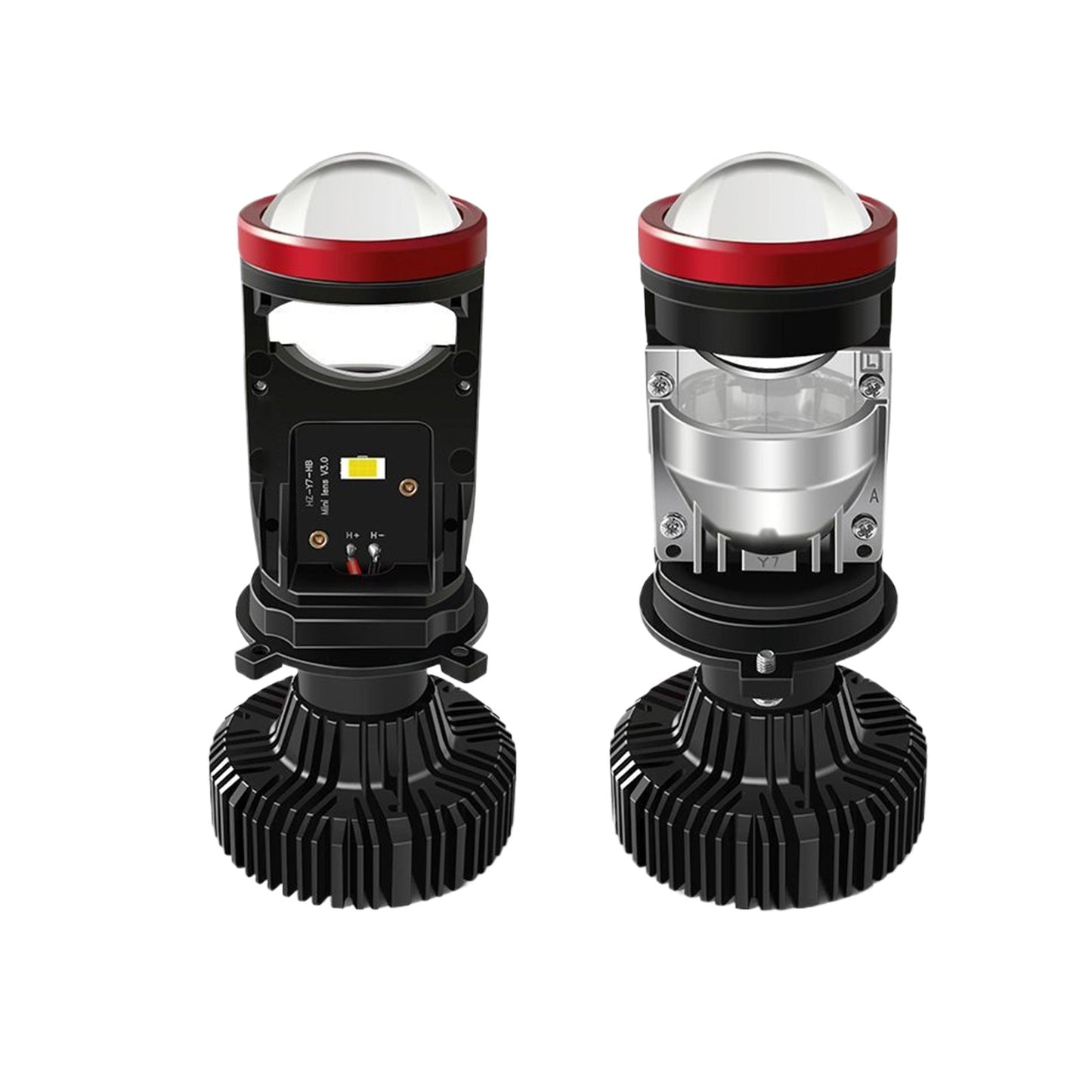 2x H4 Y7D Bi-LED Mini Lens Car Headlight Lamps 6000K Suitable for Universal Vehi