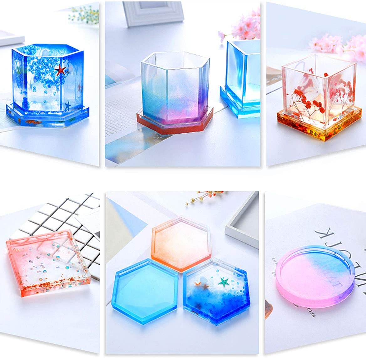 6x Coaster Resin Silicone Mold Suitable For Jewelry & Agate Making Craft Tool