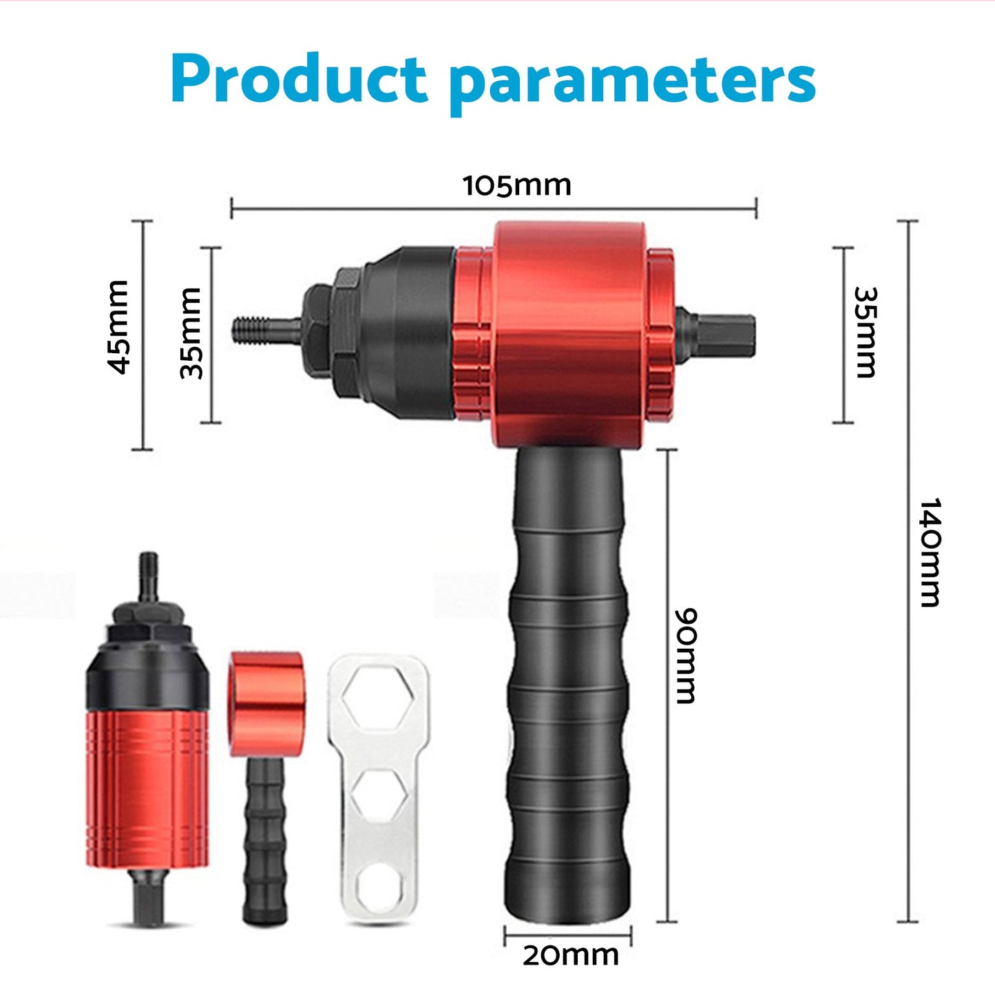 Rivet Nut Tool M3-8 Nutsert Adapter Suitable for Hand Wrench Electric Drill.