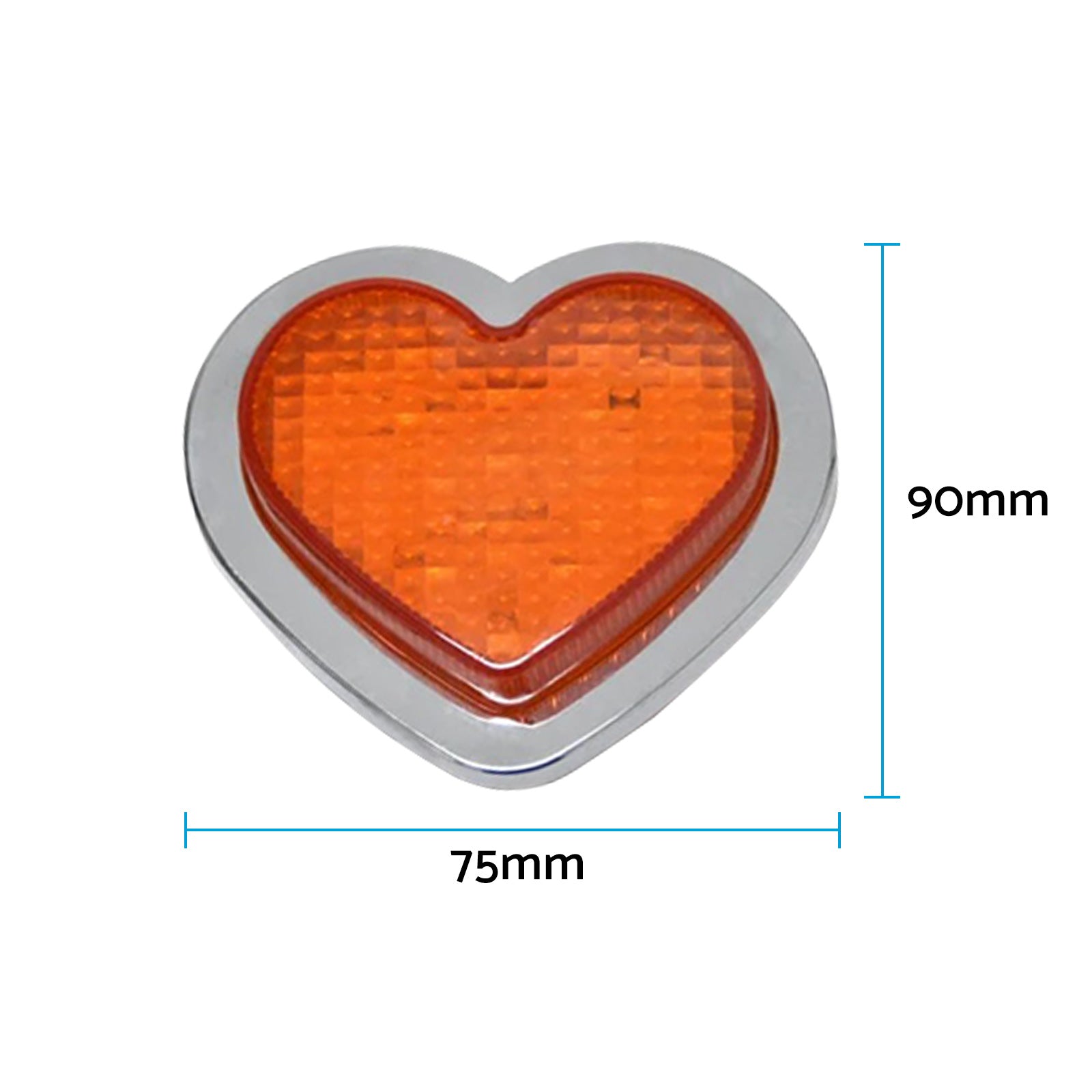 Heart Pair 12V LED Side Marker Indicators Clear Flash Amber.