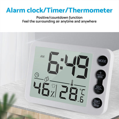 Small Mini Digital Clock with Temperature Display Suitable For Travel, LCD LED, Alarm, Battery Operated ¨C Black & White.