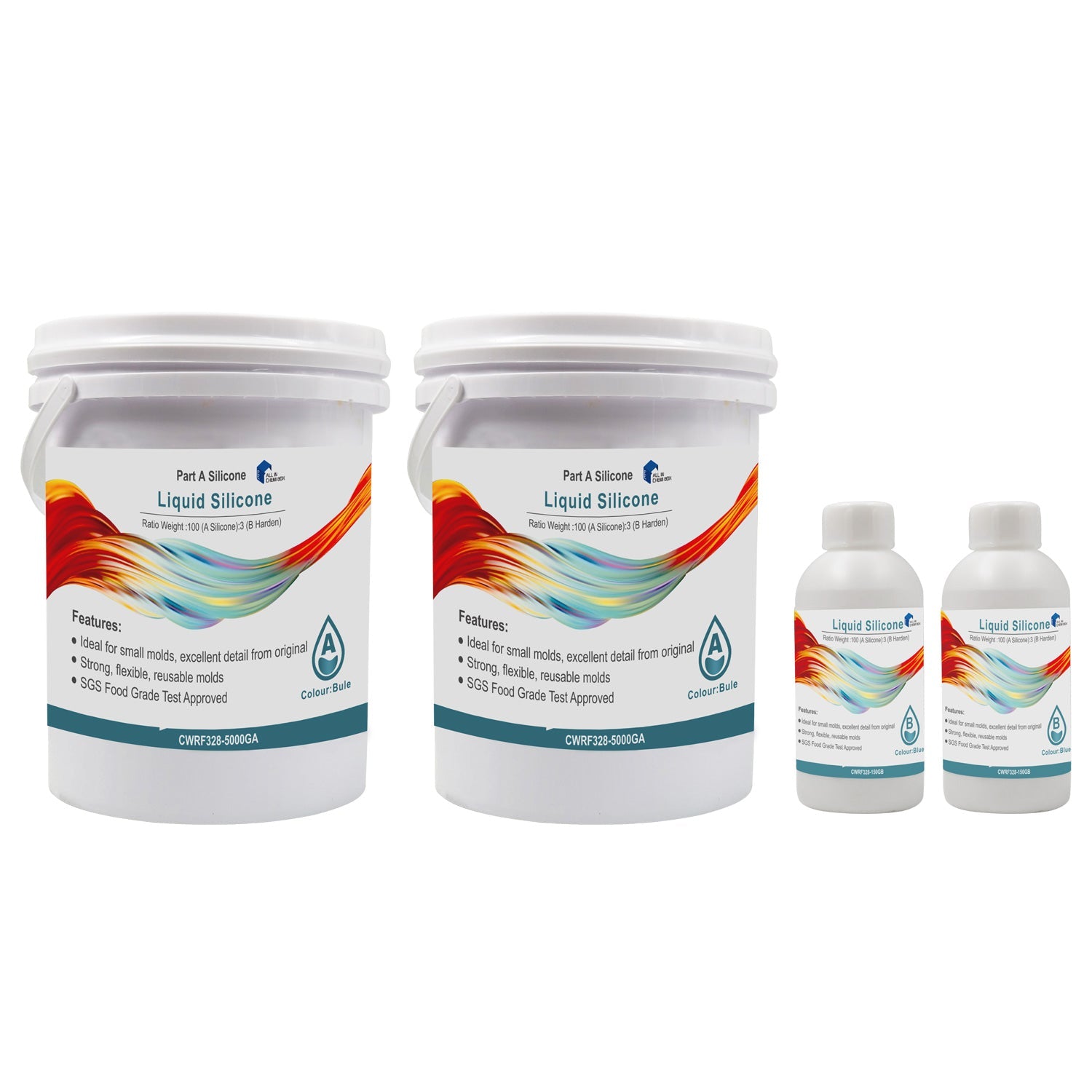 SH25 Liquid Silicone Rubber Mould Making Kit 100:3 Part Mix Suitable For Casting 1Kg 5Kg 10Kg Blue.