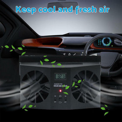Solar Powered Car Cooling Fan Cooler Auto Window Air Vent Exhaust Ventilation.