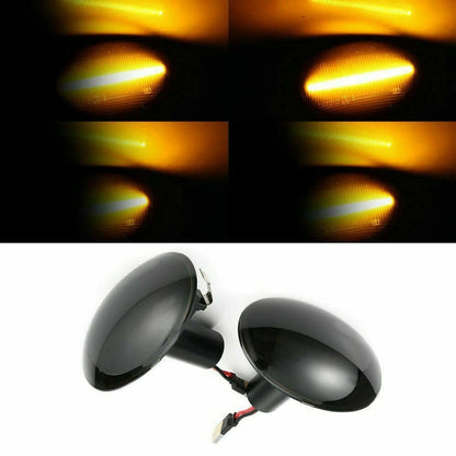 2x Black Smoked Side Indicator LED Repeater Light Mini Cooper R56 Coupe R58 R57.