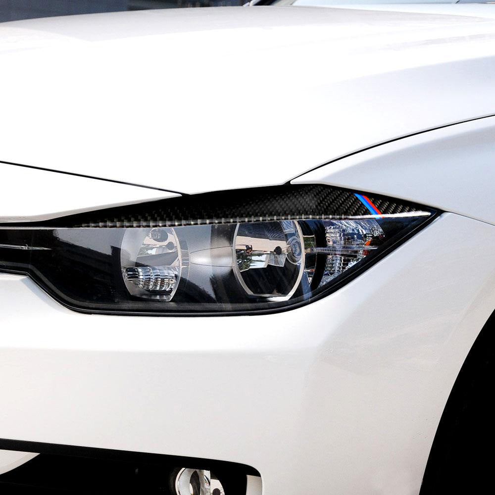 Carbon Fiber Eyelids Eyebrow Headlight Retrofit Accessories Suitable for BMW F30 3 Series.