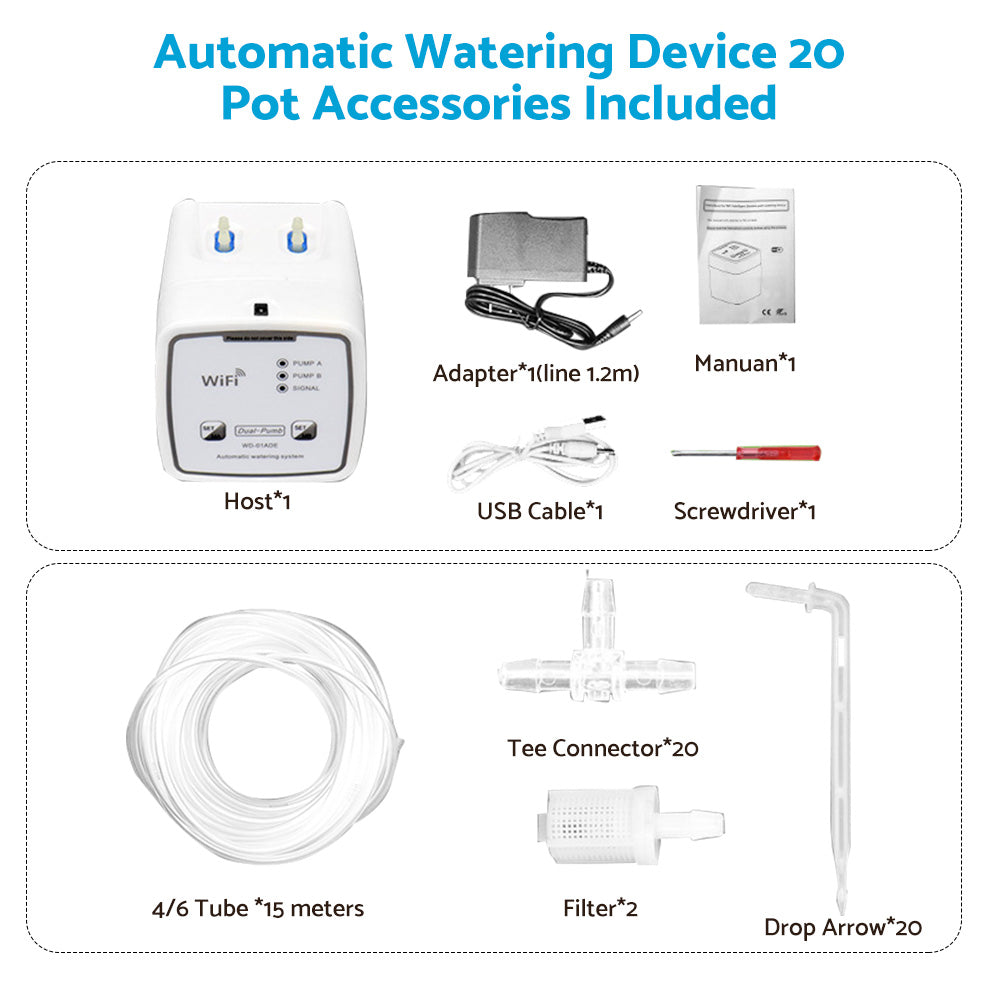 WiFi Control Watering System Double Pump Automatic Water Drip Mobile APP Control.