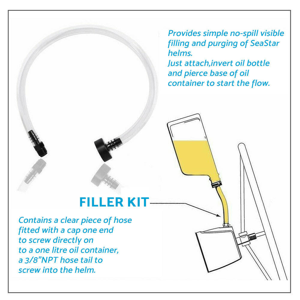 Bridge Tube and Hose Bleed Filler Kit Suitable For Seastar Hydraulic Steering Systems.