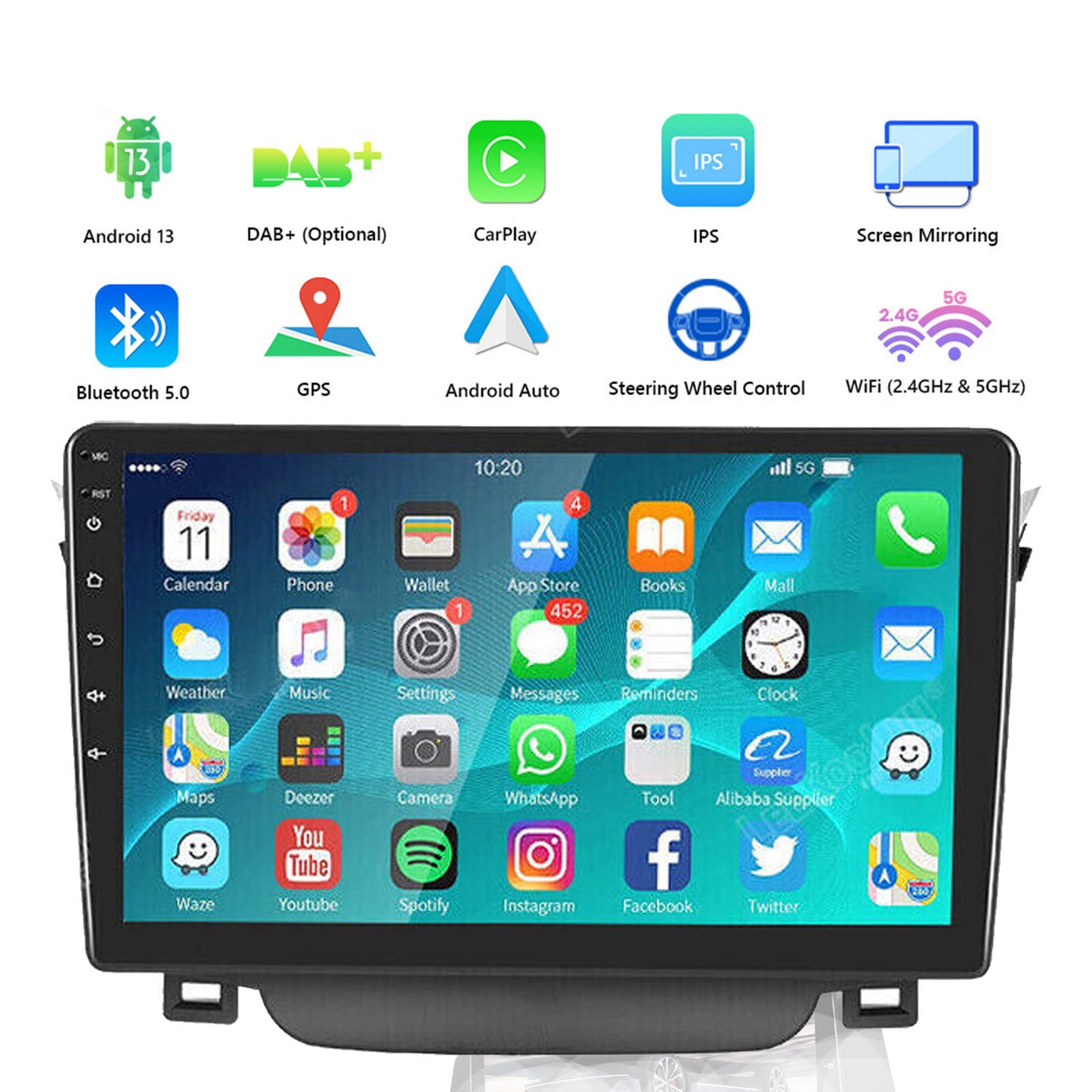In-Dash Units 9 Inch Touch Screen Stereo CarPlay Suitable for Toyota Corolla