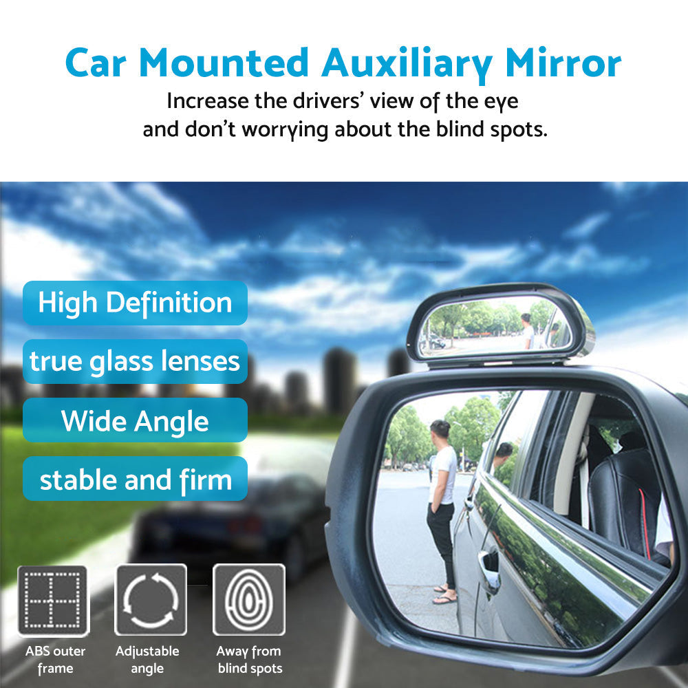 Pair Car Side Blind Spot Mirror Adjust Wide Angle Rear View HD Auxiliary Parking.