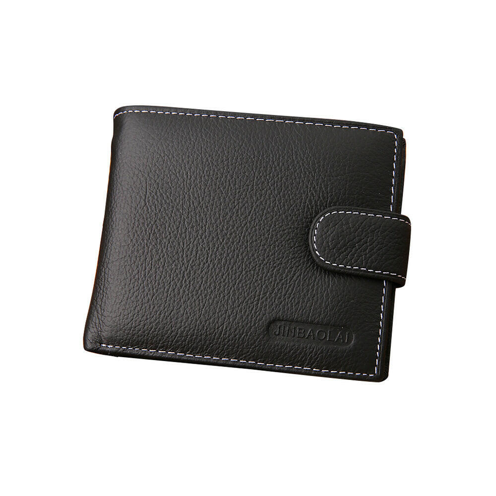Men's Bi-Fold Wallet Black With Top Layer Cowhide Leather, Card Slots & Coin Pocket.
