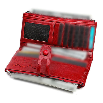 Leather Wallet Zip-Around Card Coin Holder Suitable for Unisex
