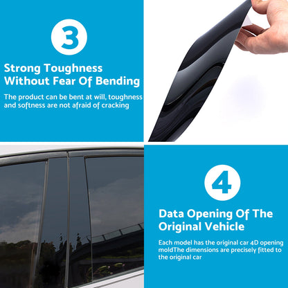 8x Black Pillar Post Cover Trims Suitable For Honda Civic Sedan 2012-2015