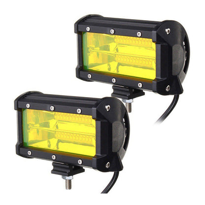 2x 5inch Flood LED Light Bar Offroad Work Driving Fog Lamp Yellow Cree Spread.