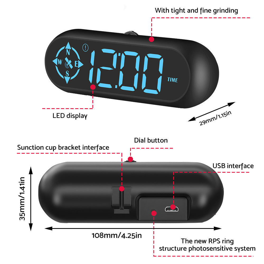 Universal Head-Up Display (HUD) Speedometer with LED Digital GPS and Overspeed Alarm Suitable For Cars