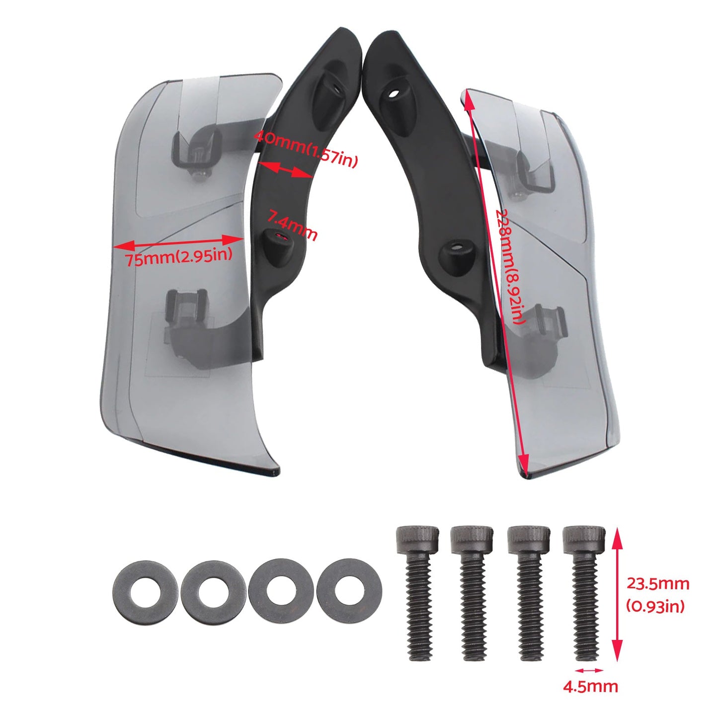 Adjustable Upper Fairing Side Wind Air Deflector Suitable For Harley Road Glide.