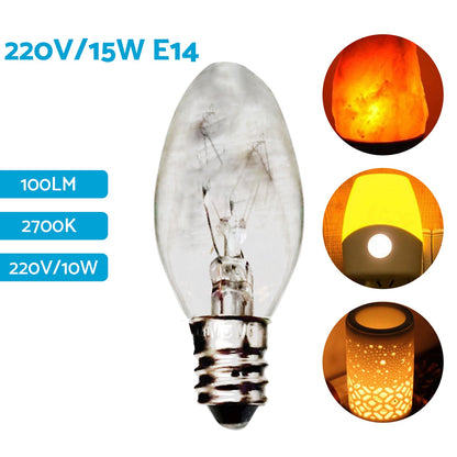 8x 7W/10W 240V E12/E14 Clear Bulbs Suitable For Night Light Replacement Warm Yellow Light.