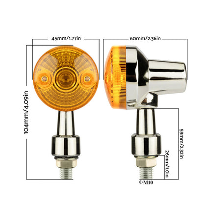 4x Chrome Motorcycle Turn Signal Lights Amber Indicators Blinker Universal Bulb.