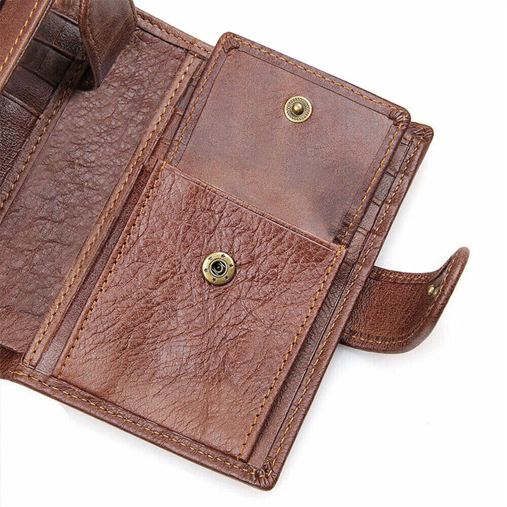 RFID Blocking Slim Leather Trifold Wallet With Credit Card Holder Suitable For Men