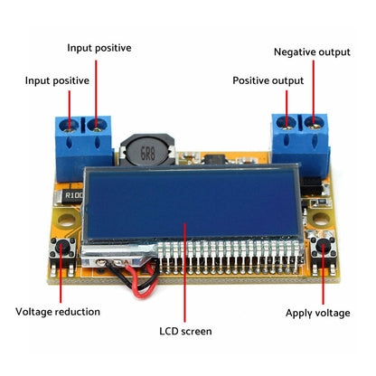 DC-DC Adjustable Buck Converter Step-Down Power Supply Module with LCD and Prote