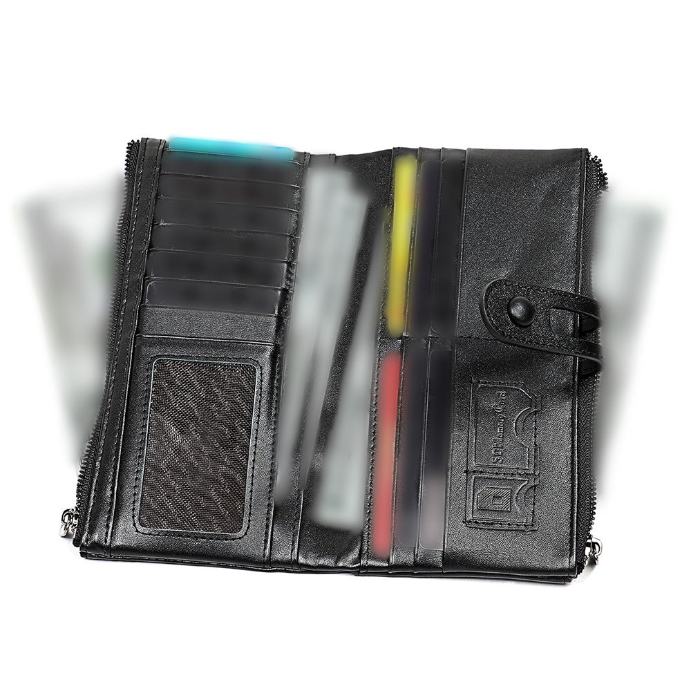 Leather Wallet Zip-Around Card Coin Holder Suitable for Unisex