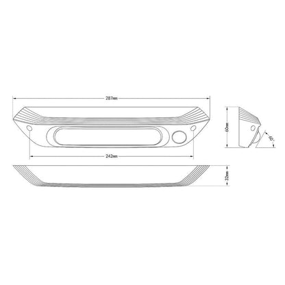 287mm Black Dual LED Bug Light 12V Awning Light with On/Off Switch Amber & White Lights.