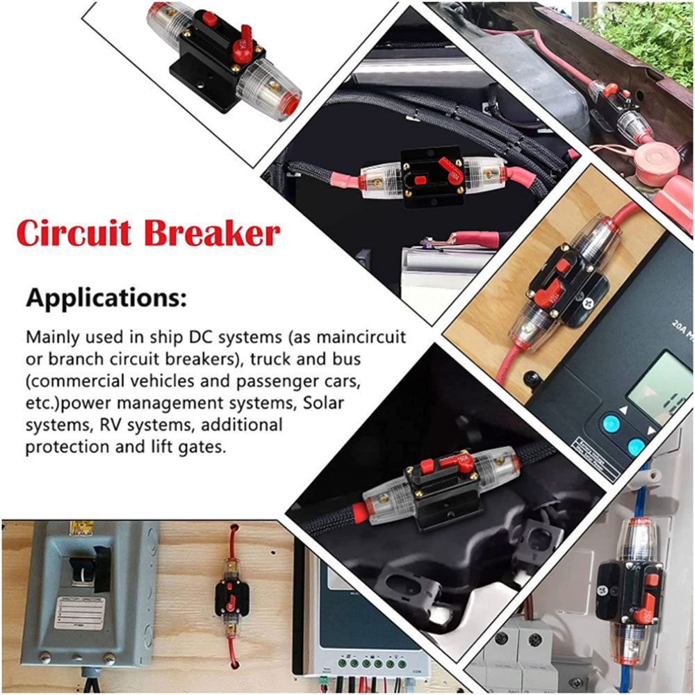 2 PCS AMP Circuit Breaker Dual Battery IP67 Waterproof 12V 24V Fuse Manual Reset.