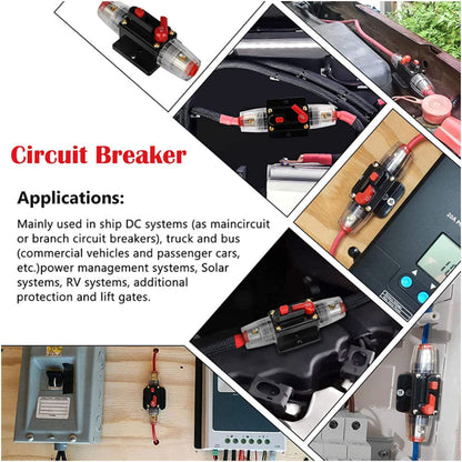 2 PCS AMP Circuit Breaker Dual Battery IP67 Waterproof 12V 24V Fuse Manual Reset.