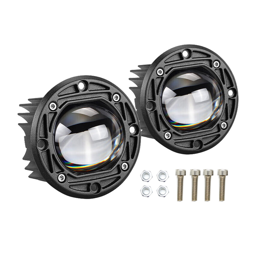 2x 3inch Flush Mount LED Work Light Bar Reverse Fog Lamp 4WD White Yellow 8D Len.