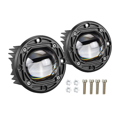 2x 3inch Flush Mount LED Work Light Bar Reverse Fog Lamp 4WD White Yellow 8D Len.