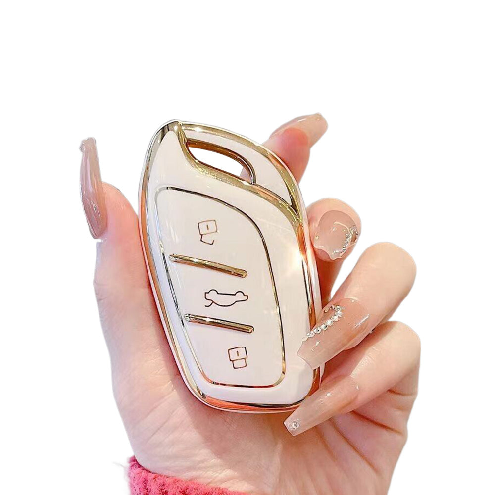 Beige TPU Remote Key Fob Case Cover Suitable For MG ZS EV 2022 / MG3 / MG5 / MG6 / MG7