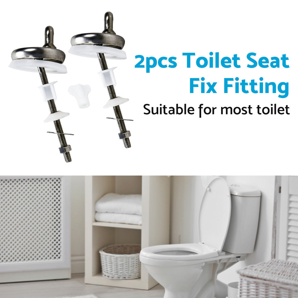 2PCS Toilet Seat Fix Fitting Stainless Back To Wall Replace Quick Release Hinges.