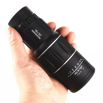 High-Powered Wide-Angle Monocular Telescope Suitable for Single-Handed Use with
