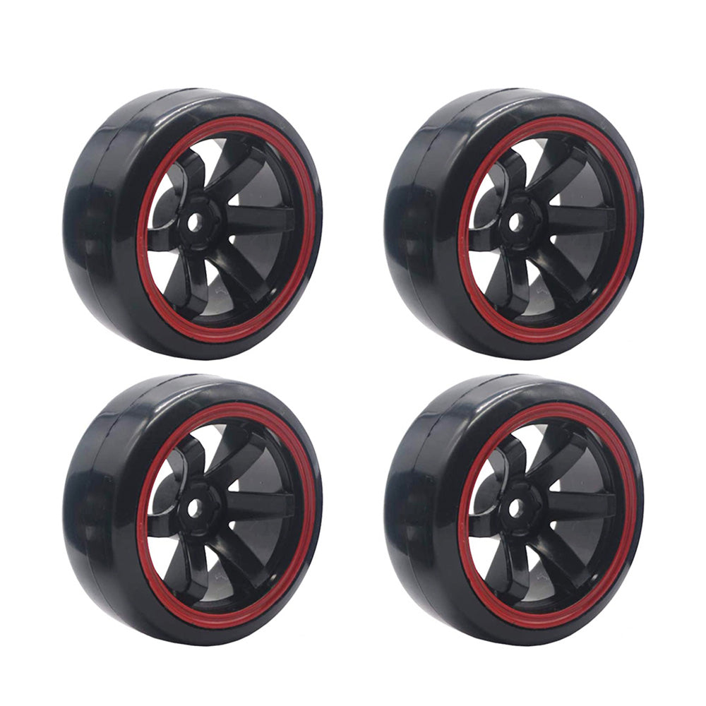 Suitable for Drifting 1 10 RC Drift Cars 4PCS Hard Plastic Rim Tyre Tire Wheel.
