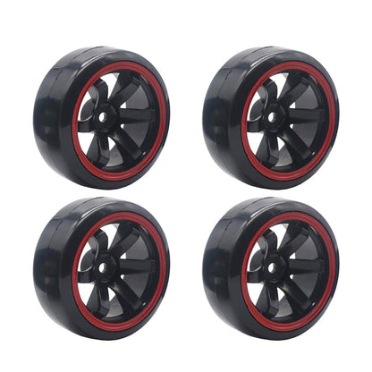 Suitable for Drifting 1 10 RC Drift Cars 4PCS Hard Plastic Rim Tyre Tire Wheel.