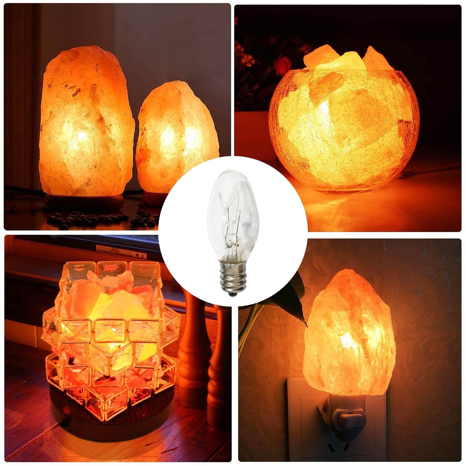 8x 7W/10W 240V E12/E14 Clear Bulbs Suitable For Night Light Replacement Warm Yellow Light.