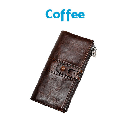 Leather Wallet Zip-Around Card Coin Holder Suitable for Unisex