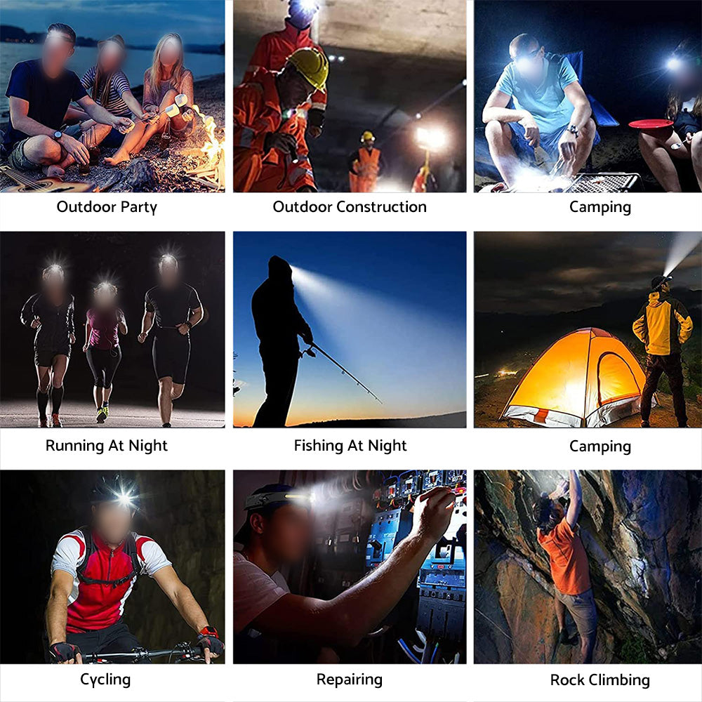 230 Angle LED Headlamp Rechargeable Super Bright Head Torch Headlight Suitable For Outdoor Use.
