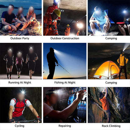 230 Angle LED Headlamp Rechargeable Super Bright Head Torch Headlight Suitable For Outdoor Use.