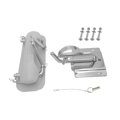 Boat Insta-Lock Snap Quick Davits Set Stainless Steel With Handle Pad.