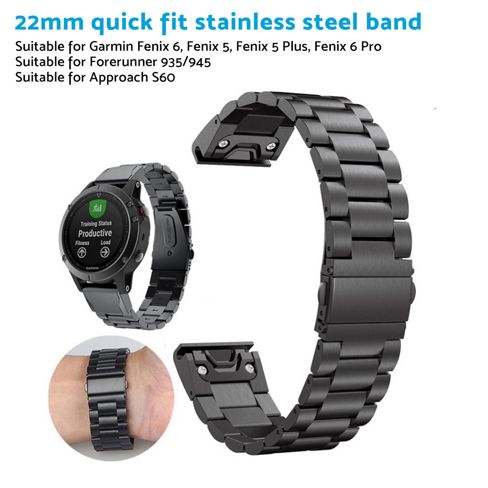 Stainless Steel Strap Quick Fit Watch Band Suitable For Garmin Fenix 5 6 22mm.